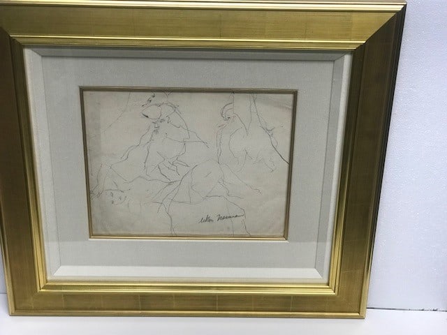 LeRoy Neiman "Slumber": LeRoy Neiman "Slumber" Original pencil sketch on Paper signed by LeRoy Neiman - Circa 1958 - Framed size = 26" x 29" - Includes Certificate of Authenticity