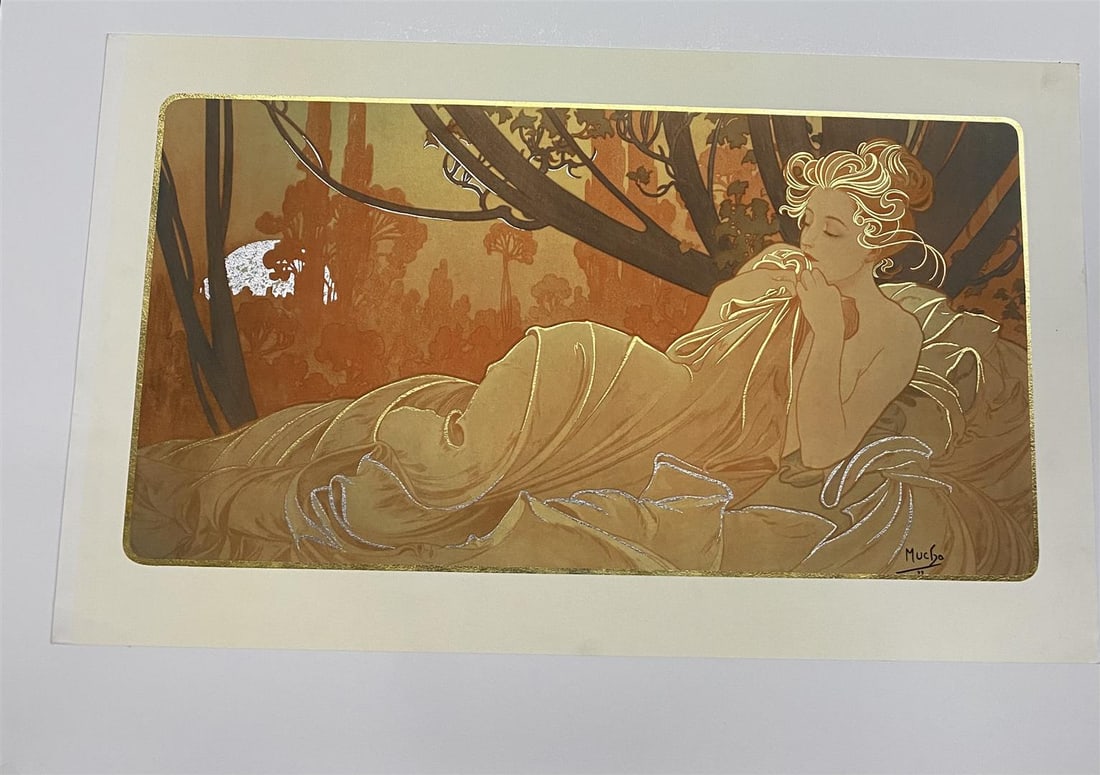 Dusk by Alphonse Mucha: Lithograph 19 1/2 x 34, Unframed by Alphonse Mucha
