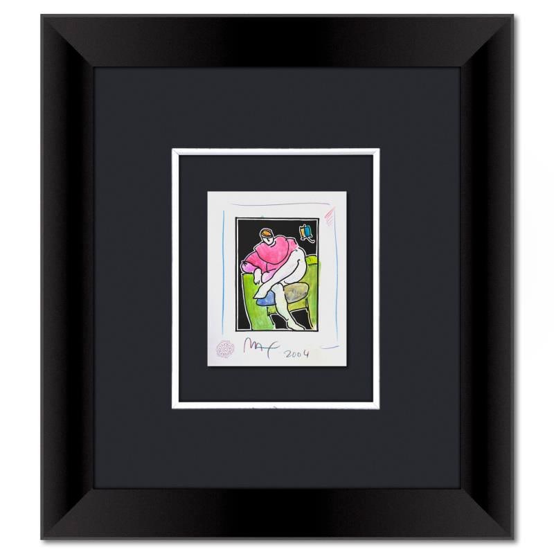 Untitled by Peter Max: This is a one-of-a-kind mixed media on paper, hand signed by Peter Max. The piece comes custom framed with a backside cutout to display Peter Max Studio registration number 340119 certifying authentic