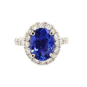 3.70 ctw Tanzanite & Diamond Ring - 14KT White Gold