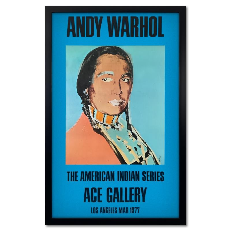 The American Indian Series (Blue) by Warhol (1928-1987): The American Indian Series is a vintage poster by Andy Warhol (1928-1987) from the Ace Gallery, Los Angeles, CA. This piece comes custom framed. Includes Letter of Authenticity. Measures approx. 33 x 