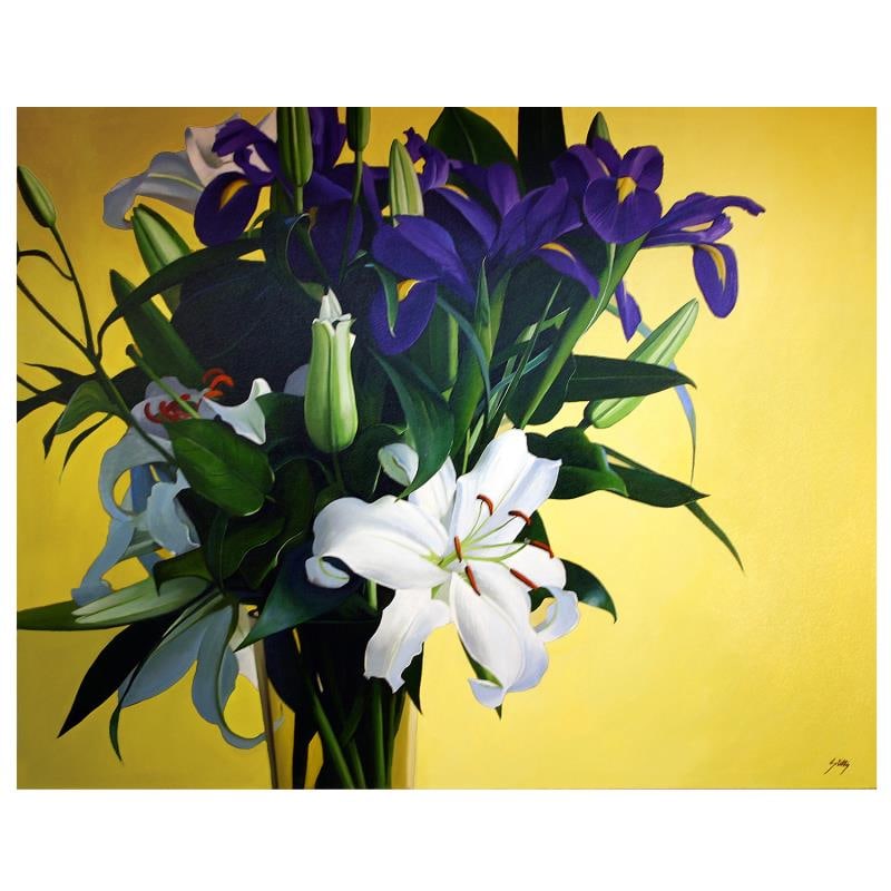 Springs Gift by Stiltz Original: "Springs Gift" is an original painting, oil on stretched canvas, by Thomas Stiltz. Hand signed by the artist, this piece comes with a certificate of authenticity. Measures approximately: 48" x 60" (im