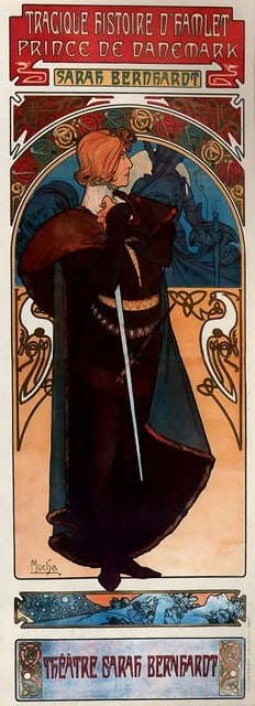 Alphonse Mucha - Hamlet: Artist: Alphonse Mucha - Title: Hamlet - Medium: Fine Art Giclee on Canvas - Image Size: Approximately 32 inches x 11.5 inches - Unframed on Unstretched Canvas - Biography: Alphonse Mucha 24 July 1860