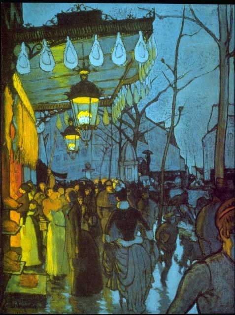 Louis Anquetin - Avenue De Clichy: Artist: Louis Anquetin - Title: Avenue De Clichy - Medium: Fine Art Reproduction Giclee on Canvas - Image Size: Approximately 20 inches x 18 inches - Unframed on Unstretched Canvas - Biography: Louis 