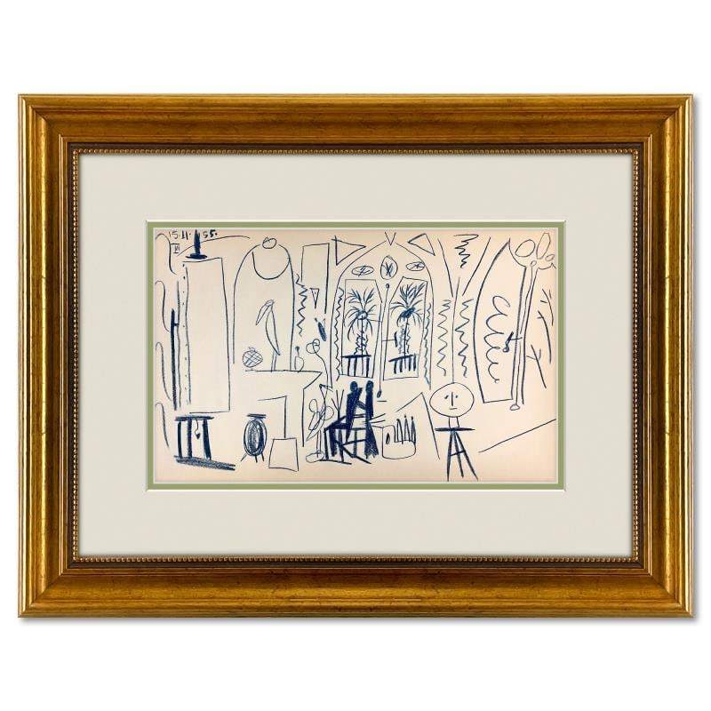 Carnet de Californie 15.11.55-III by Picasso (1881-1973): "Carnet de Californie 15.11.55-III" is a vintage lithograph on paper by Pablo Picasso (1881-1973). This piece is from Picassos Carnet de Californie Series and was printed in Paris France by Mourlot St