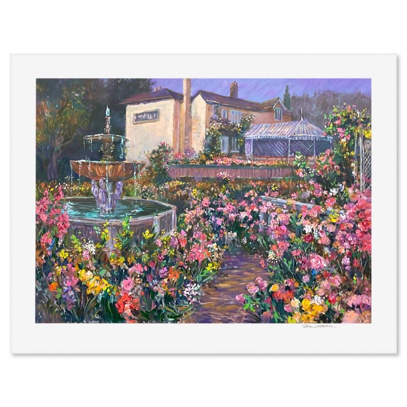 Villa Fontana by Henri Plisson (1933-2006): "Villa Fontana" is a limited edition serigraph on paper by Henri Plisson (1933-2006) numbered and hand signed by the artist. Includes Letter of Authenticity. Measures approx. 29.5" x 37" (border) 24"