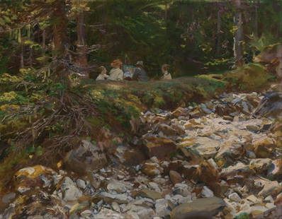 Sargent - The Master and His Pupils: Artist: John Singer Sargent - Title: The Master and His Pupils - Medium: Fine Art Giclee on Canvas - Image Size: Approximately 20 inches x 15.25 inches - Framed: Unframed on Unstretched Canvas - Sarge