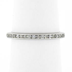Antique Art Deco Platinum Channel Single Cut Diamond Eternity Wedding Band Ring (1 of 9)