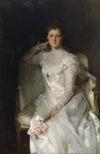 Sargent - Sarah Choate Sears: Artist: John Singer Sargent - Title: Sarah Choate Sears - Medium: Fine Art Giclee on Canvas - Image Size: Approximately 32 inches x 21 inches - Framed: Unframed on Unstretched Canvas - Sargent's broad