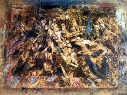 Henry de Groux - The Mocking of Christ: Artist: Henry de Groux - Title: The Mocking of Christ - Medium: Fine Art Giclee on Canvass - Image Size: Approximately 20 inches x 15 inches - Unframed on Unstretched Canvas - Biography: Henry de Grou
