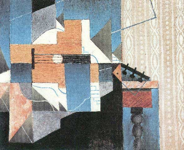 Juan Gris - Guitar On A Table: Artist: Juan Gris - Title: Guitar On A Table - Medium: Fine Art Reproduction Giclee on Canvas - Image Size: Approximately 16.25 inches x 20 inches - Unframed on Unstretched Canvas - Biography: Jose Vi