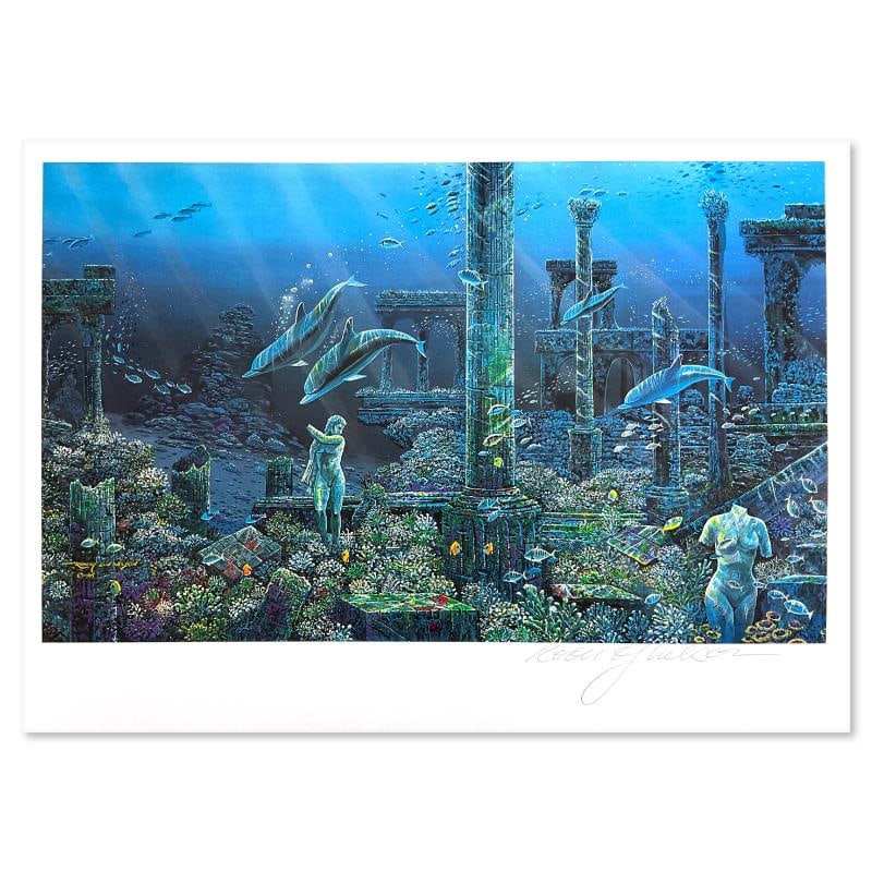 Athenian Odyssey by Nelson Robert Lyn: "Athenian Odyssey" is a limited edition mixed media on paper by Robert Lyn Nelson numbered and hand signed by the artist. This piece was originally a diptych but this item is only the bottom piece. In