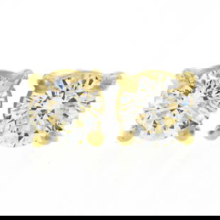 NEW Classic 14k Yellow Gold 0.44 ctw Round Brilliant Diamond Prong Stud Earrings: A new solid 14k yellow gold stud earrings, with 2 round cut natural diamonds (F/G - VS1/VS2; 0.44ctw). The earrings measure approximately 5.25mm in diameter and weigh a total of 0.86 grams.
