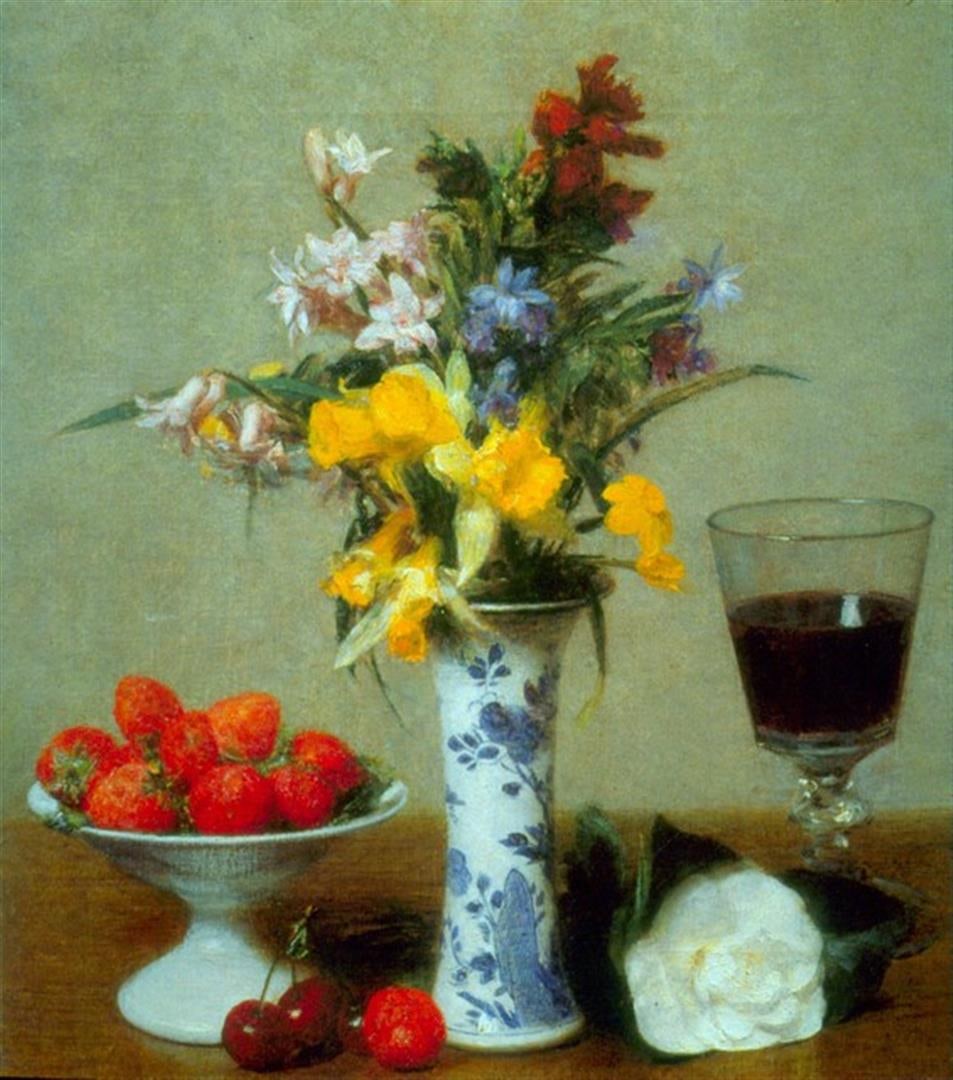 Fantin-Latour - Still Life: Artist: Ignace Henri Jean Fantin-Latour - Title: Still Life - Medium: Fine Art Reproduction Giclee on Canvas - Image Size: Approximately 20 inches x 17.5 inches - Unframed on Unstretched Canvas - Biog