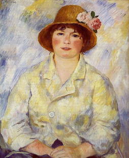 Renoir - Portrait Of Aline Charigot (Madame Renoir): Artist: Pierre-Auguste Renoir 1841-1919 - Title: Renoir - Portrait Of Aline Charigot (Madame Renoir) - Medium: Fine Art Reproduction Giclee on Canvas - Image Size: Approximately 20 inches x 16.25 inch