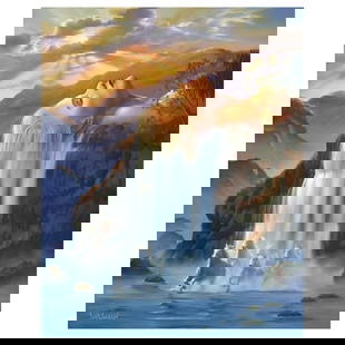 Daydreams by Warren Jim: "Daydreams" is an AP numbered artist embellished limited edition giclee on canvas by Jim Warren. The piece is hand signed and accompanied by a letter of authenticity. Measures approximately 30" x 24"