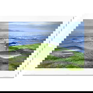 Pebble Beach - Seventh Hole by Peter Ellenshaw (1913-2007): "Pebble Beach Seventh Hole" is a limited edition lithograph on paper by Peter Ellenshaw (1913-2007) numbered and hand signed by the artist. Includes Letter of Authenticity. Measures approx. 37.5" x