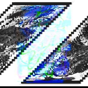 Untitled Abstract by Wyland Original: "Untitled Abstract" is an original acrylic painting on canvas by Wyland, hand signed by the artist. This piece comes custom framed. Includes Letter of Authenticity. Measures approx. 40" x 28" (frame),