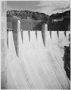 Adams - Boulder Dam Close Up: Artist: Ansel Adams - Title: Boulder Dam Close Up - Medium: Fine Art Reproduction Giclee on Canvas - Image Size: Approximately 32 inches x 25.25 inches - Unframed on Unstretched Canvas - Biography: As