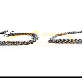 4.30 ctw Diamond Tennis Bracelet - 14KT White Gold: One electronically tested 14KT white gold lady's combination cast & assembled fashion straight line tennis bracelet with a tongue clasp with fold-under safety with a basket motif with a bright polish