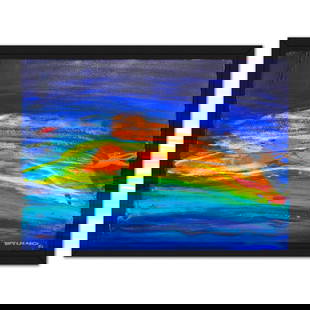 Untitled Abstract by Wyland Original: "Untitled Abstract" is an original watercolor painting on paper by Wyland, hand signed by the artist. This piece comes custom framed. Includes Letter of Authenticity. Measures approx. 34" x 48" (frame