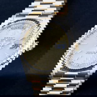 Rolex Mens 18K Yellow Gold Double Quickset Champagne Index President Wristwatch: One Mens Double Quickset Rolex Day Date 18K Yellow Gold President Polished, Serviced & Electronically Tested, Rolex 18K Yellow Gold Case: 36mm, Rolex 18K Yellow Gold Crown, Rolex Bezel: 18K Yellow Gol