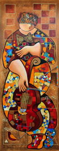 Dorit Levi Quiet Melody: Artist: Dorit Levi Title: Tranquility Medium: Serigraph on Paper Limited Edition: 490 Signature: Hand-signed by the artist at the bottom of the image Size: Approximately 29.5" x 12" Framed: Unframed o