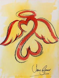 Jane SEYMOUR ORIGINAL: Open Heart Angel XXX!: Jane SEYMOUR ORIGINAL: Open Heart Angel XXX!. Watercolor with graphite on paper, signed lower right, 12 x 9" The Open Heart Angel Series represents the many angels among us who help us navigate the ro