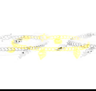 Heart Charm Bracelet - 22KT Yellow Gold: One charm bracelet measuring approximately seven inches in length featuring: 22KT yellow gold weighing 7.7 grams.
