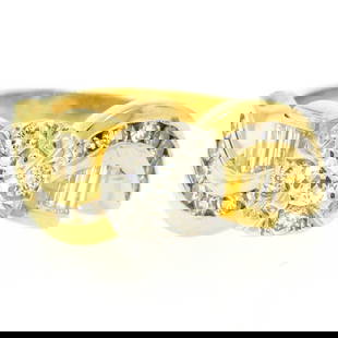 14k Yellow & White Gold 1.0 ctw Fine Round & Baguette Diamond Solitaire Ring: 14k Yellow & White Gold 1.0ctw Fine Round & Baguette Diamond Solitaire Ring. Please see photos and description for all available information. An estate solid 14k yellow and white gold solitaire ring,