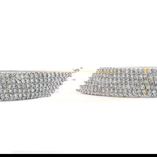 14KT Yellow Gold 3.50 ctw Diamond Bangle Bracelet: This beautifully crafted 14KT yellow gold diamond bangle bracelet features 170 round brilliant cut diamonds totaling 3.50 carats. Measuring 6.75 inches, it is secured with a tongue clasp and foldover