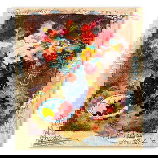 Flowers & Fruit I by Alexander & Wissotzky: This is a limited edition serigraph on deckle edged paper by Alexander Galtchansky (1959-2008) and Tanya Wissotzky (1959-2006). It is numbered and hand signed and includes a letter of authenticity. Me