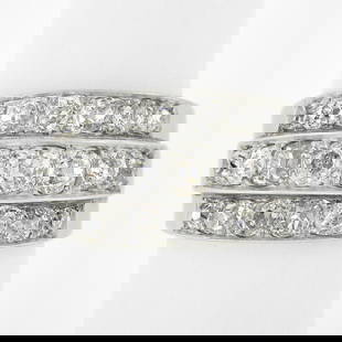 Antique Edwardian Platinum 2.75 ctw Chunky Old Mine Diamond 3 Row Wide Band Ring: An antique solid platinum 3 row band ring, with 22 chunky old mine cut natural diamonds (G-L - VS2-I2 ; 2.75ctw). The ring is size 8.0, weighs a total of 7.90 grams, and measures 12.7mm wide.