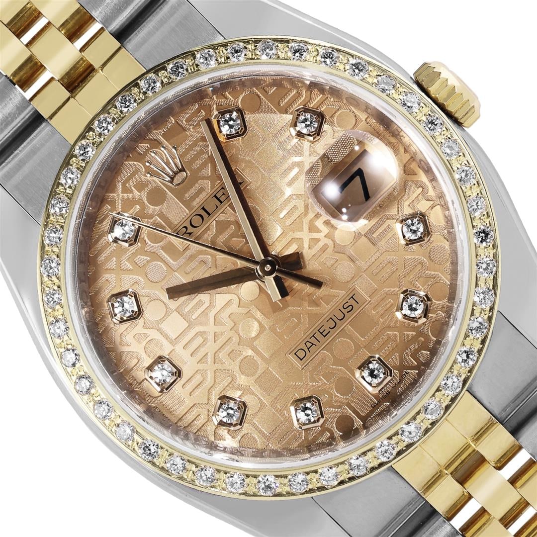 Rolex 36MM Factory Champagne Diamond Dial Datejust With Hidden Clasp Jubilee Ban (1 of 9)