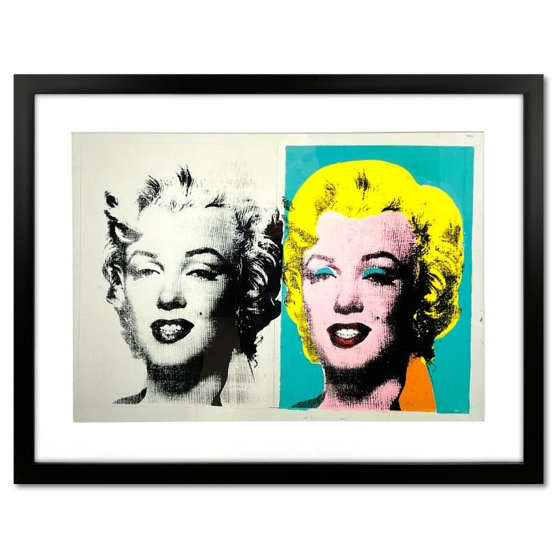 Double Marilyn by Warhol (1928-1987): "Double Marilyn" is a poster on paper by Andy Warhol (1928-1987). This piece is dated 1962 and comes custom framed. Includes Letter of Authenticity. Measures approx. 32" x 24" (frame) 27" x 19" (image