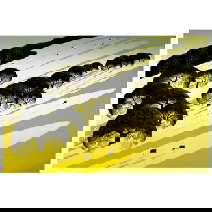 Cattle Country by Eyvind Earle (1916-2000): "Cattle Country" is a limited edition serigraph on paper by Eyvind Earle (1916-2000). The piece is numbered hand-signed by the artist and accompanied by a certificate of authenticity. Measures approxi