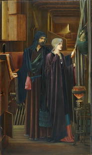 Edward Burne-Jones - The Wizard: Artist: Edward Burne-Jones - Title: The Wizard - Medium: Fine Art Reproduction Giclee on Canvas - Image Size: Approximately 19 inches x 32 inches - Unframed on Unstretched Canvas - Biography: Sir Edwa