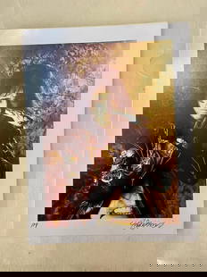 Alice Cooper & Serpent by Robert Knight: Hand-tinted 14x11 photograph of Alice Cooper portrait with a giant serpent by famed photographer Robert Knight, signed & numbered.