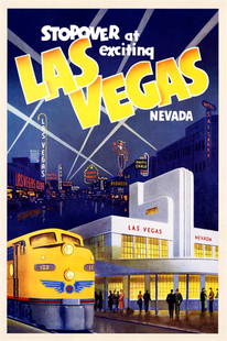 Anonymous - Las Vegas: Artist: Anonymous Title: Las Vegas Medium: Fine Art Reproduction Giclee on Canvas Image Size: Approximately 32 inches x 21.25 inches Unframed on Unstretched Canvas