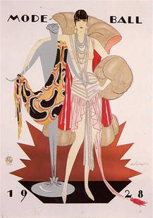 Anonymous - Mode Ball 1928: Artist: Anonymous Title: Mode Ball 1928 Medium: Fine Art Reproduction Giclee on Canvas Image Size: Approximately 20 inches x 14 inches Unframed on Unstretched Canvas
