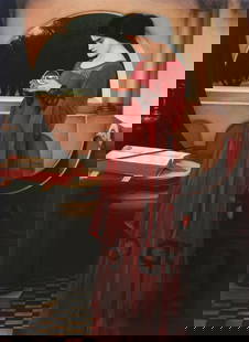 John Waterhouse - Crystal Ball: Artist: John Waterhouse - Title: Crystal Ball - Medium: Fine Art Giclee on Canvas - Image Size: Approximately 40 inches x 29 inches - Unframed on Unstretched Canvas - John William Waterhouse, byname N