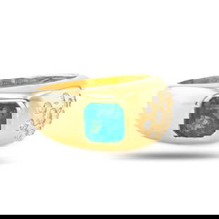 1.62 ctw Emerald and 0.33 ctw Diamond 18K Yellow Gold Ring: Eighteen karat (18K) yellow gold natural emerald beryl and diamond ring. An octagonal step cut natural emerald beryl gemstone is mounted in the center of the ring. Round brilliant cut diamonds accent