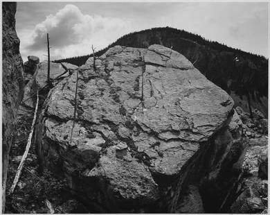 Adams - Rocks at Silver Gate, Yellowstone National Park: Artist: Ansel Adams - Title: Rocks at Silver Gate, Yellowstone National Park - Medium: Fine Art Reproduction Giclee on Canvas - Image Size: Approximately 25.5 inches x 32 inches - Unframed on Unstretc