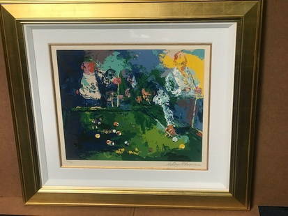 Pool Room by Leroy Neiman: Pool Room" - This item is hand signed by the artist LeRoy Neiman - Limited Edition Serigraph #239 of 350 - Framed size = 33" x 36