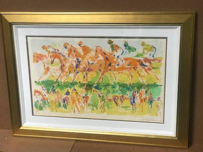 Racing 1973 by Leroy Neiman: Racing 1973" - Hand signed by the artist, LeRoy Neiman - Limited Edition Serigraph #236 of 300 - Framed size 36" x 50