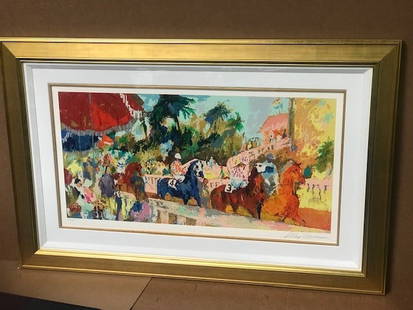 Leaving the Paddock by Leroy Neiman: Leaving The Paddock" - Hand signed by the artist, LeRoy Neiman - Limited Edition Serigraph #213 of 300 - Framed size 34" x 53