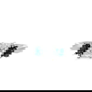 1.69 ct. GIA Blue Sapphire and Diamond Wedding Engagement Ring - 14KT White Gold: This BEAUTIFUL three-stone ring features a GIA-certified 1.01ct emerald cut diamond with VS-2 clarity, accented by 0.68ct of vibrant natural blue sapphires. A timeless and sophisticated design! One el