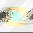 Estate 14k Gold 2 ctw Green Emerald & Diamond Wide Unique Polished Cigar Band Ri