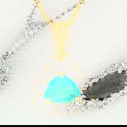 14k Yellow Gold Trillion Green Emerald Solitaire & Diamond Halo Pendant Necklace