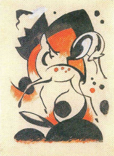 Franz Marc - Composition with Two Deer: Artist: Franz Marc - Title: Composition with Two Deer - Medium: Fine Art Reproduction Giclee on Canvas - Image Size: Approximately 20 inches x 14.5 inches - Unframed on Unstretched Canvas - Biography: